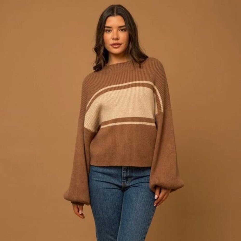 Gilli Stripe Mock Neck Sweater